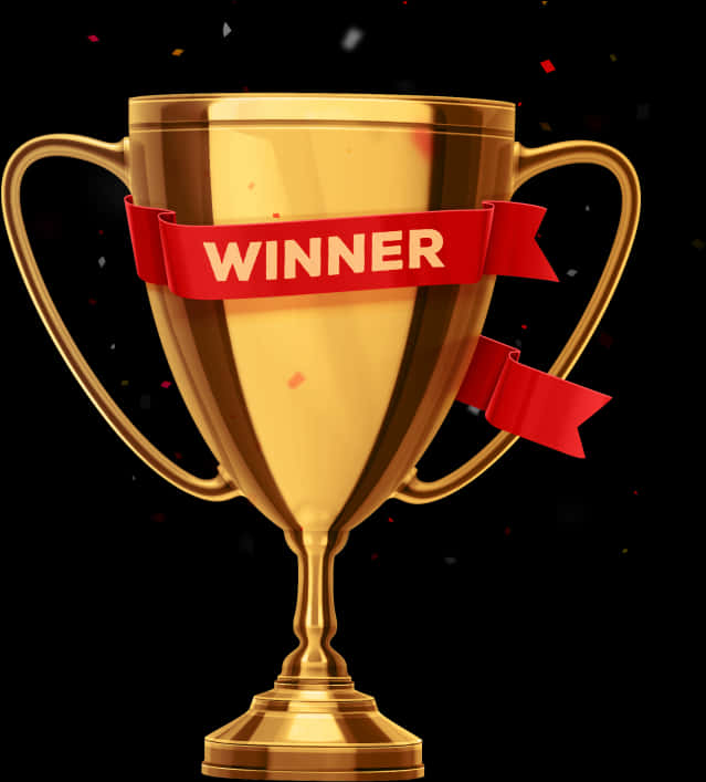 Golden Winner Trophywith Red Ribbon PNG