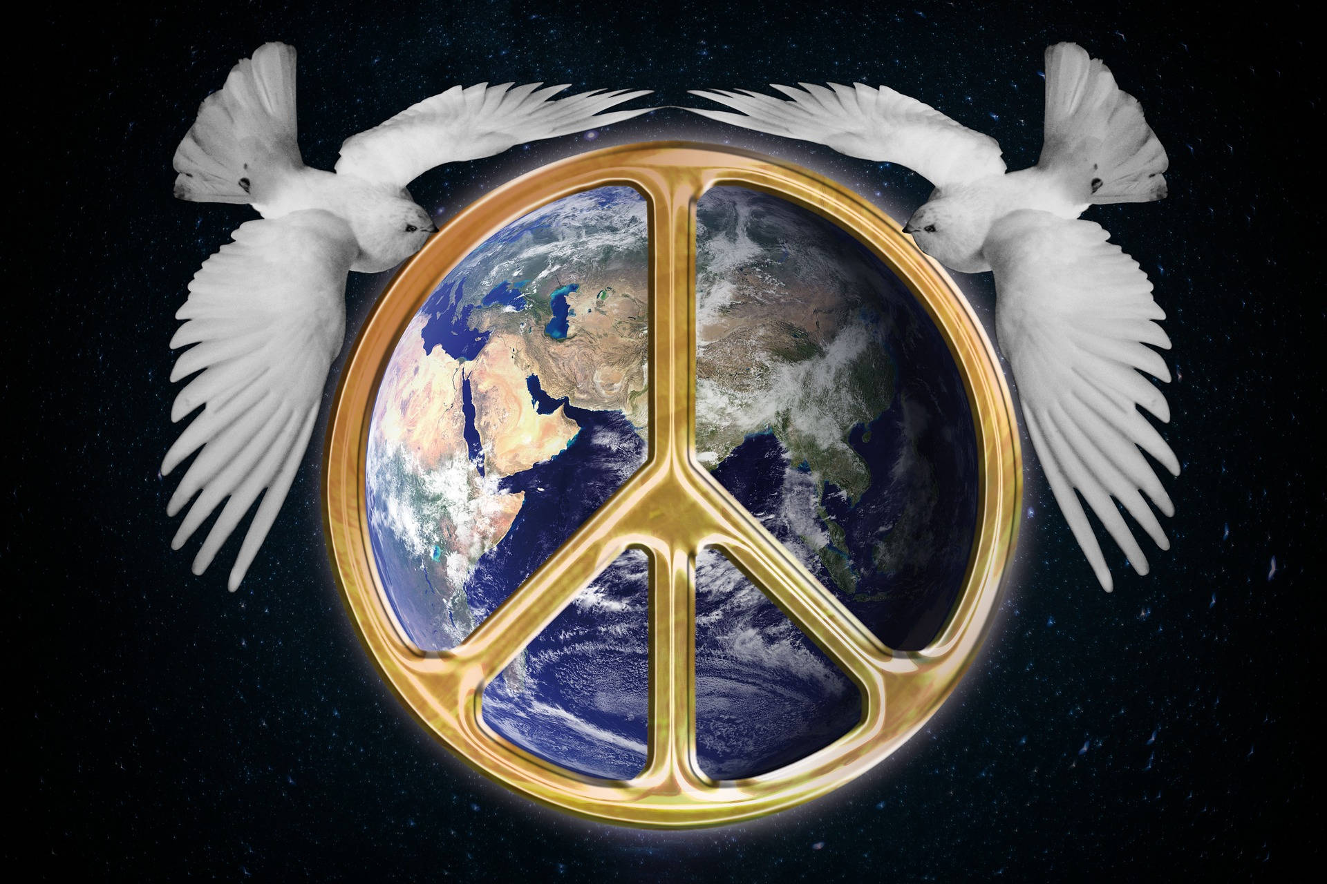 Golden World Peace Sign Wallpaper