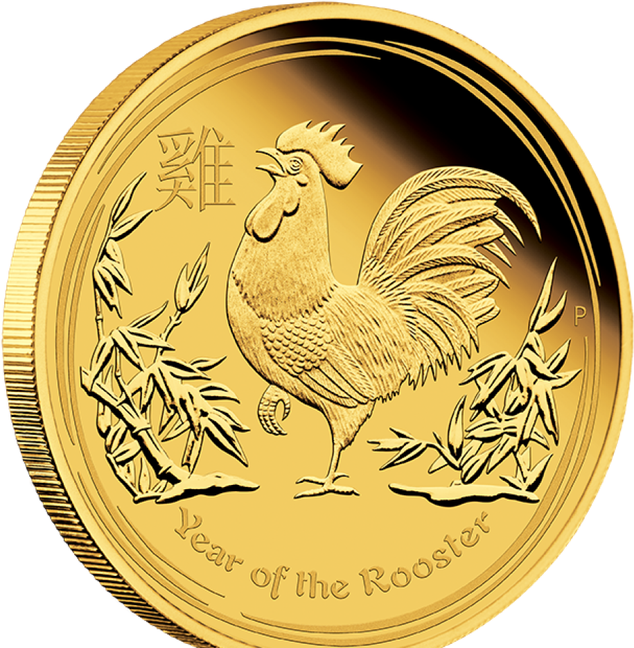 Golden Yearofthe Rooster Coin PNG