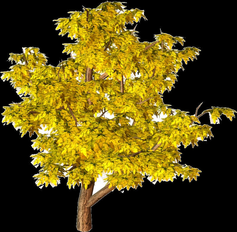 Golden Yellow Autumn Tree PNG