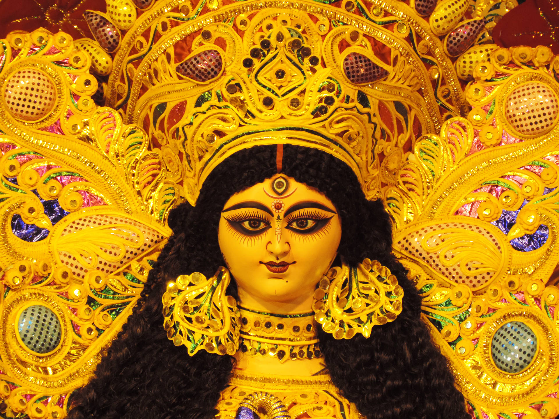 Golden Yellow Maa Durga Wallpaper