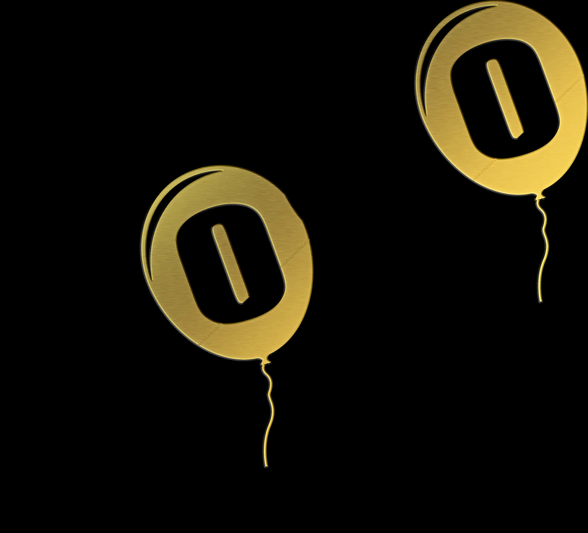 Golden_ Zero_ Balloons_ Black_ Background PNG