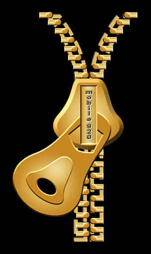 Golden Zipper Illustration PNG