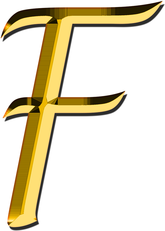 Golden3 D Letter F PNG