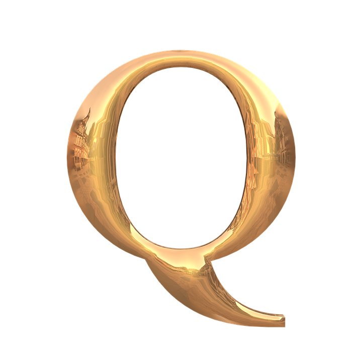 Golden3 D Letter Q PNG