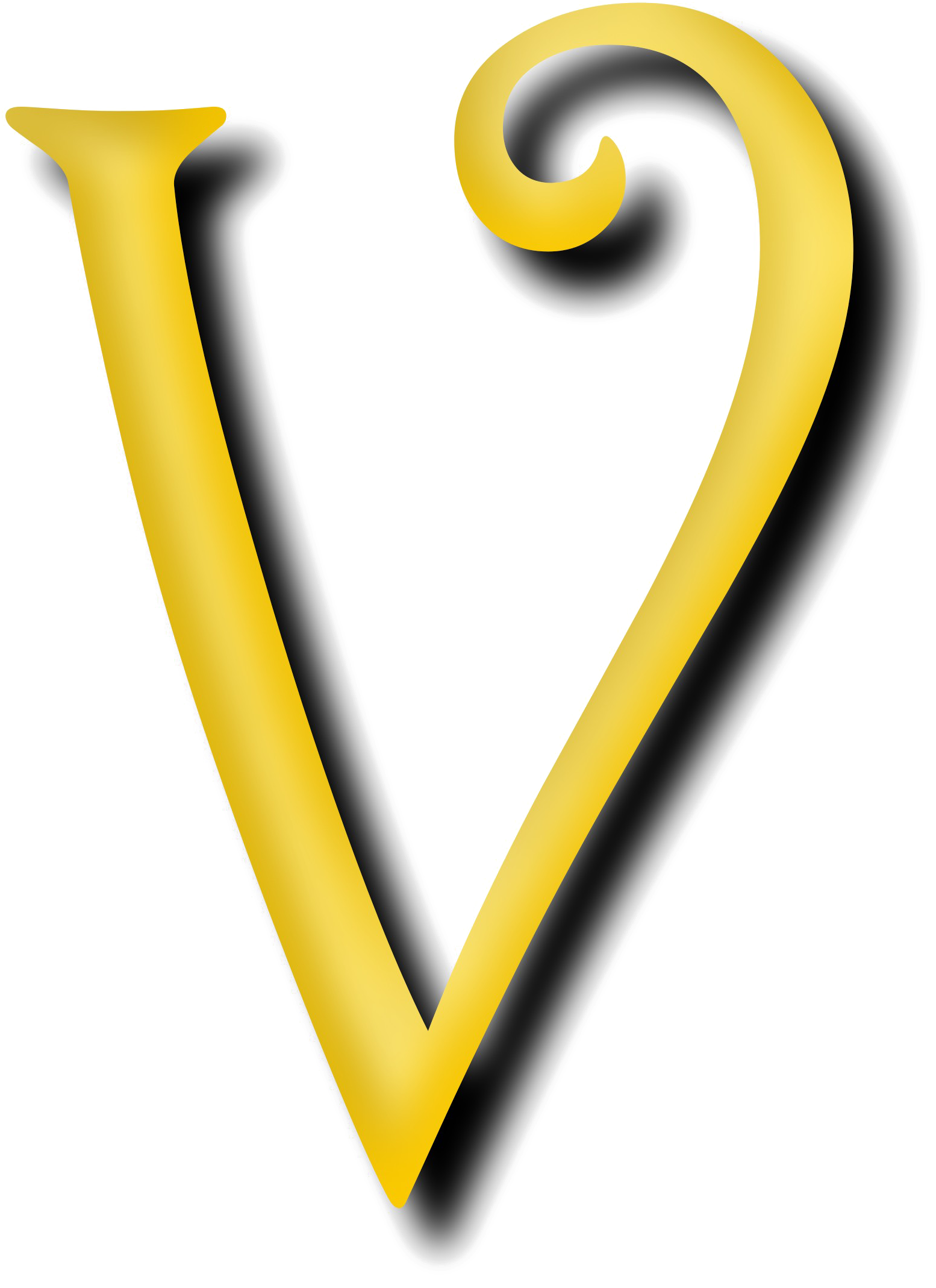 Golden3 D Letter V PNG