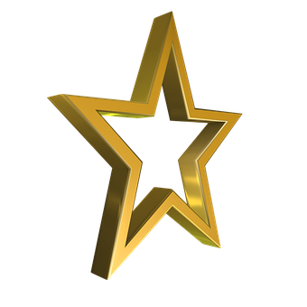 Golden3 D Star Graphic PNG