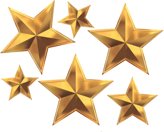 Golden3 D Stars Floating PNG