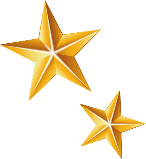 Golden3 D Stars Illustration PNG