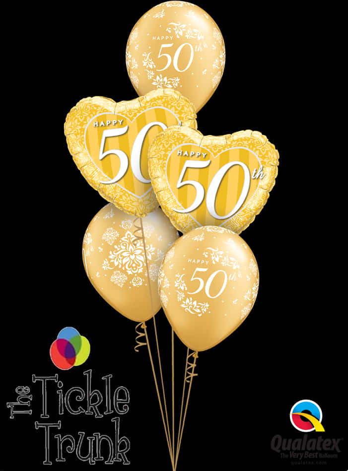 Golden50th Anniversary Celebration Balloons PNG