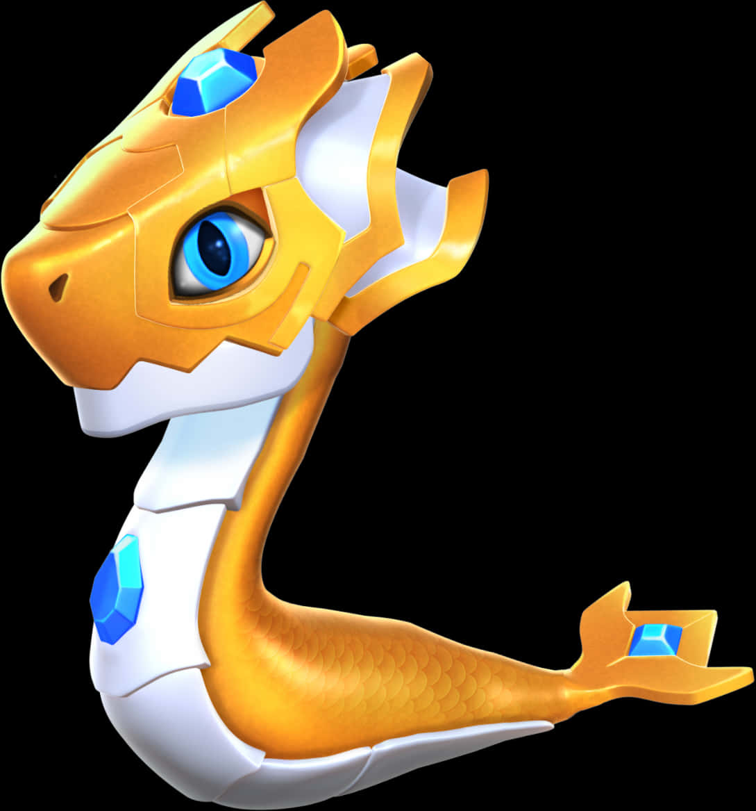 Golden_ Animated_ Dragon_ Head_ Profile PNG
