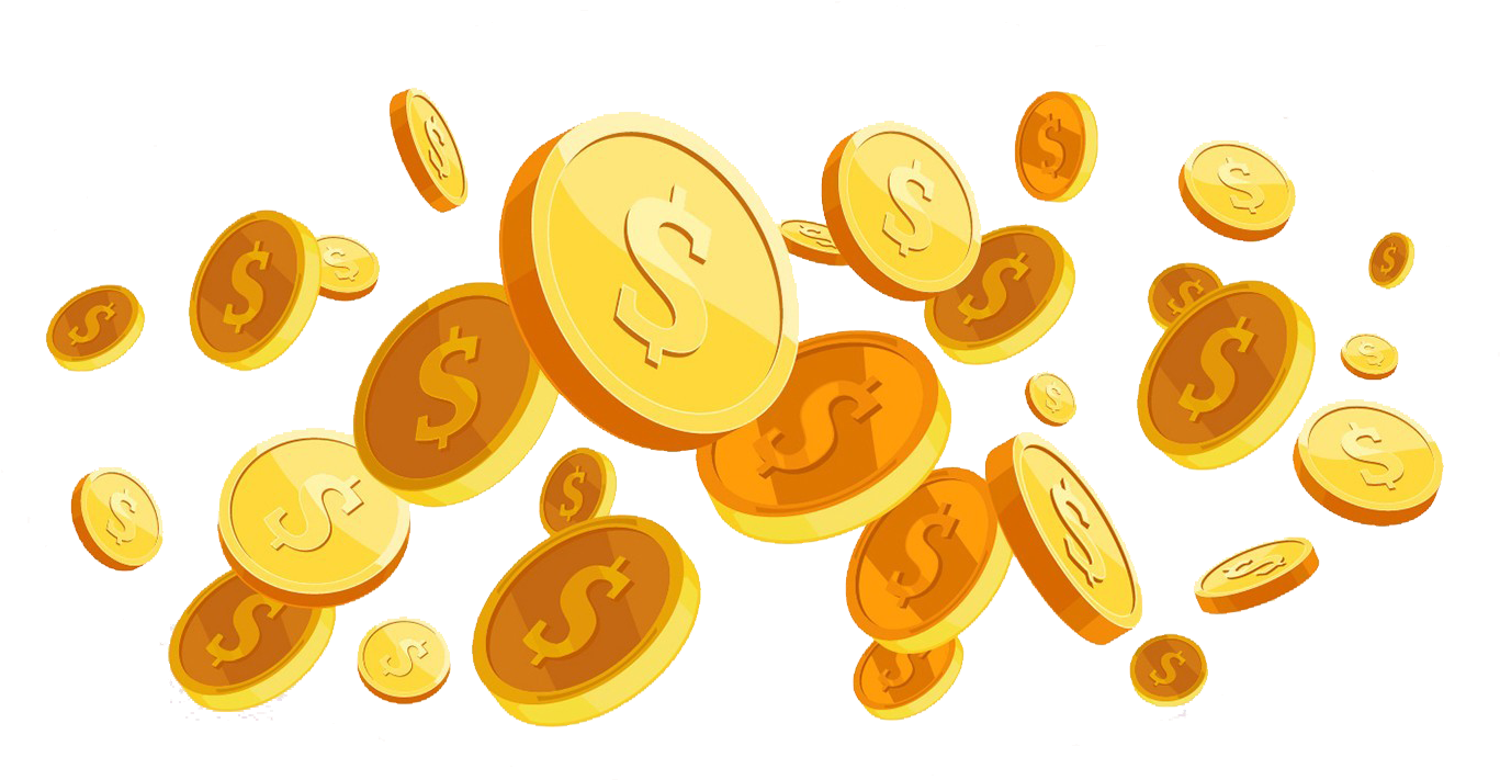 Golden_ Coins_ Cascade_ Illustration PNG