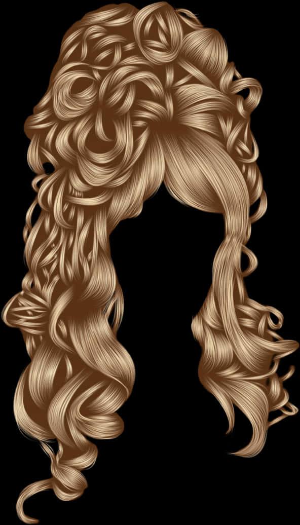 Golden_ Curly_ Hair_ Illustration PNG