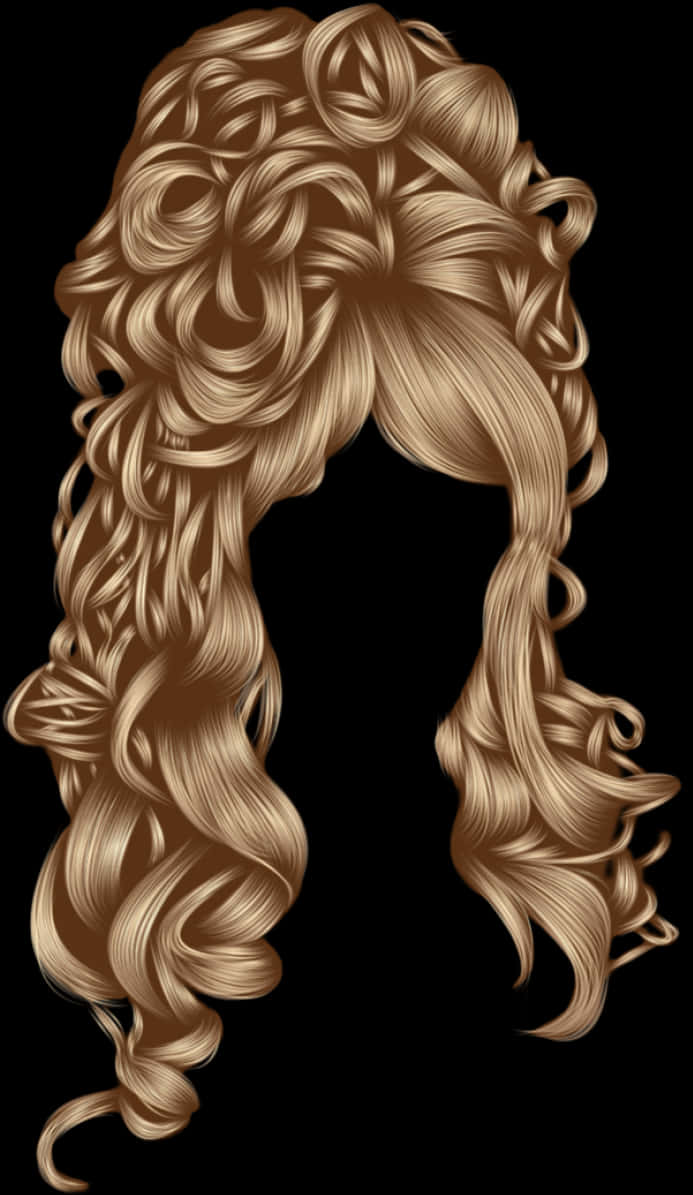 Golden_ Curly_ Hairstyle_ Illustration PNG