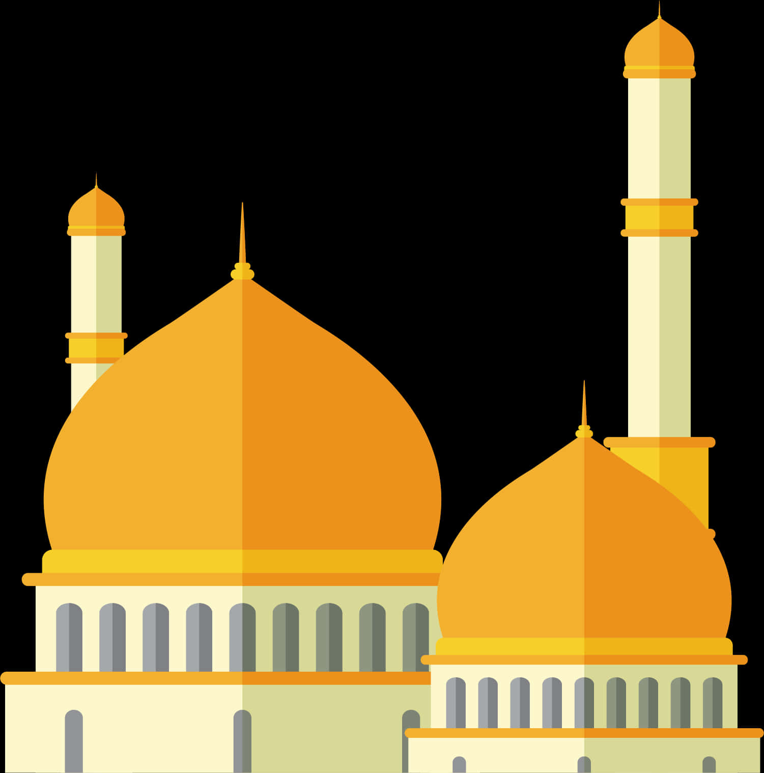 Golden_ Dome_ Mosque_ Vector_ Illustration PNG