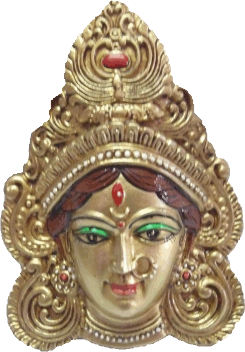 Golden_ Durga_ Face_ Sculpture.png PNG