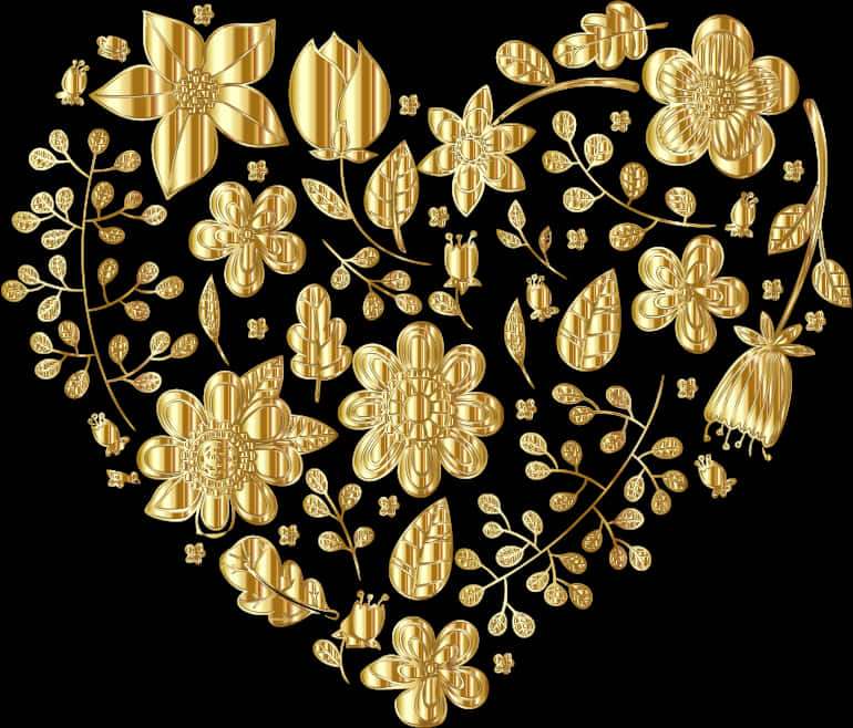 Golden_ Floral_ Arrangement_ Transparent_ Background PNG