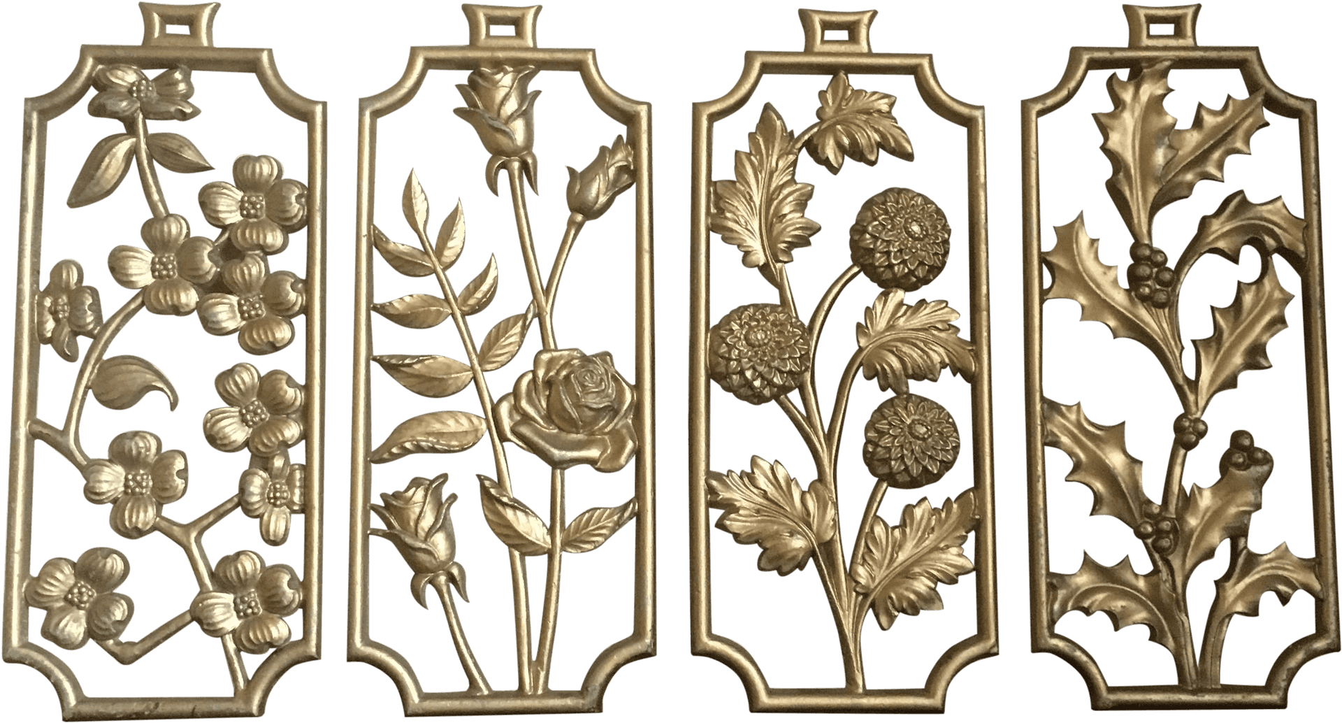 Golden_ Floral_ Wall_ Art_ Panels PNG