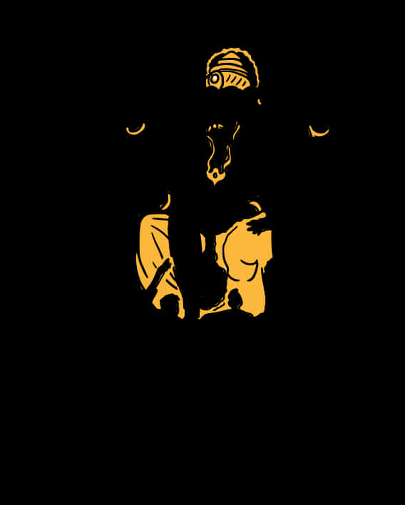 Golden_ Ganpati_ Silhouette_ Art PNG