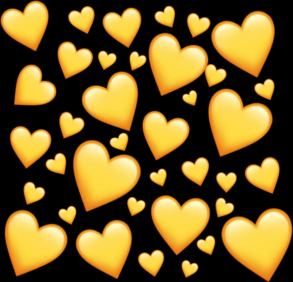 Golden_ Hearts_ Pattern PNG