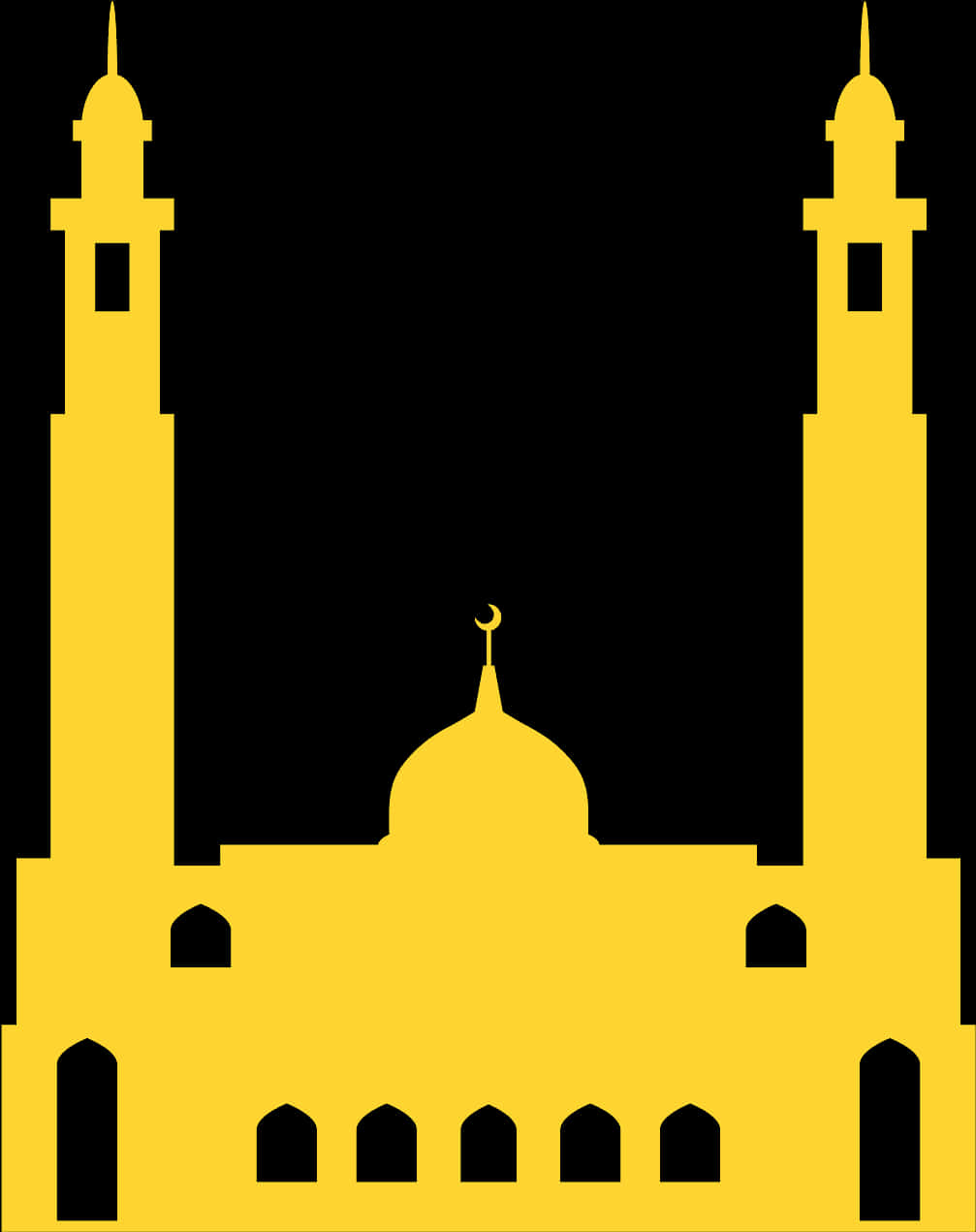 Golden_ Mosque_ Silhouette_ Vector PNG