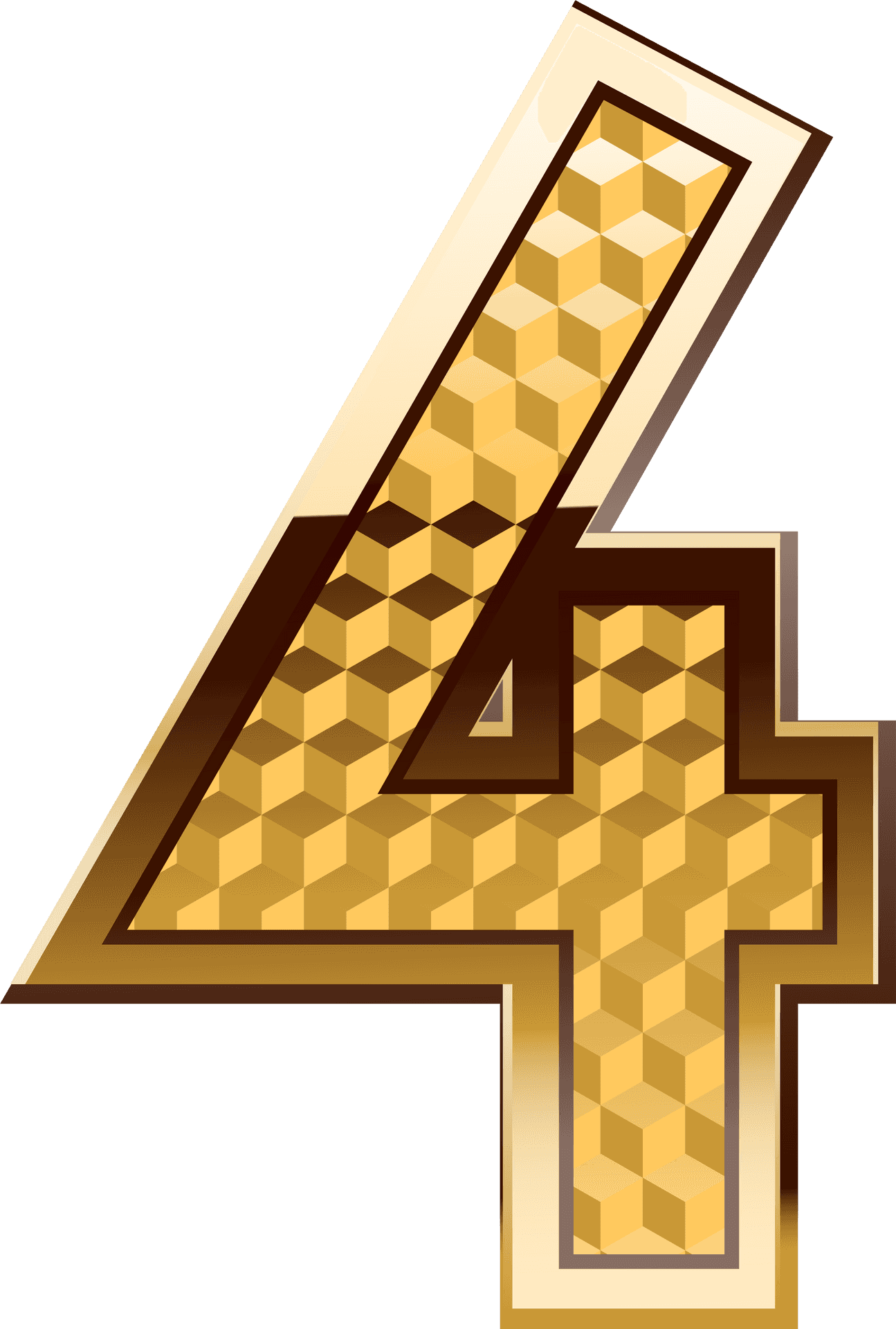 Golden_ Number_4_ Graphic PNG