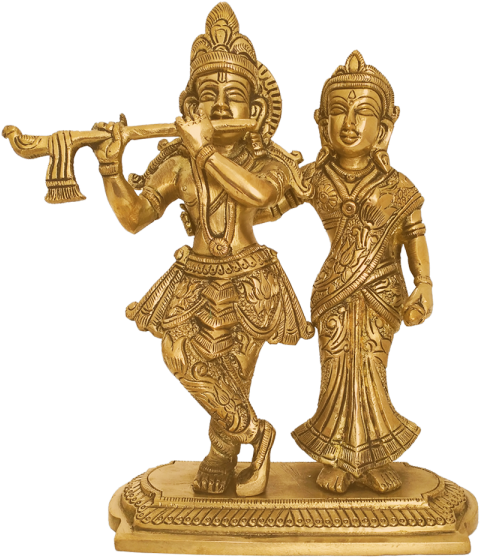 Golden_ Radha_ Krishna_ Statue PNG