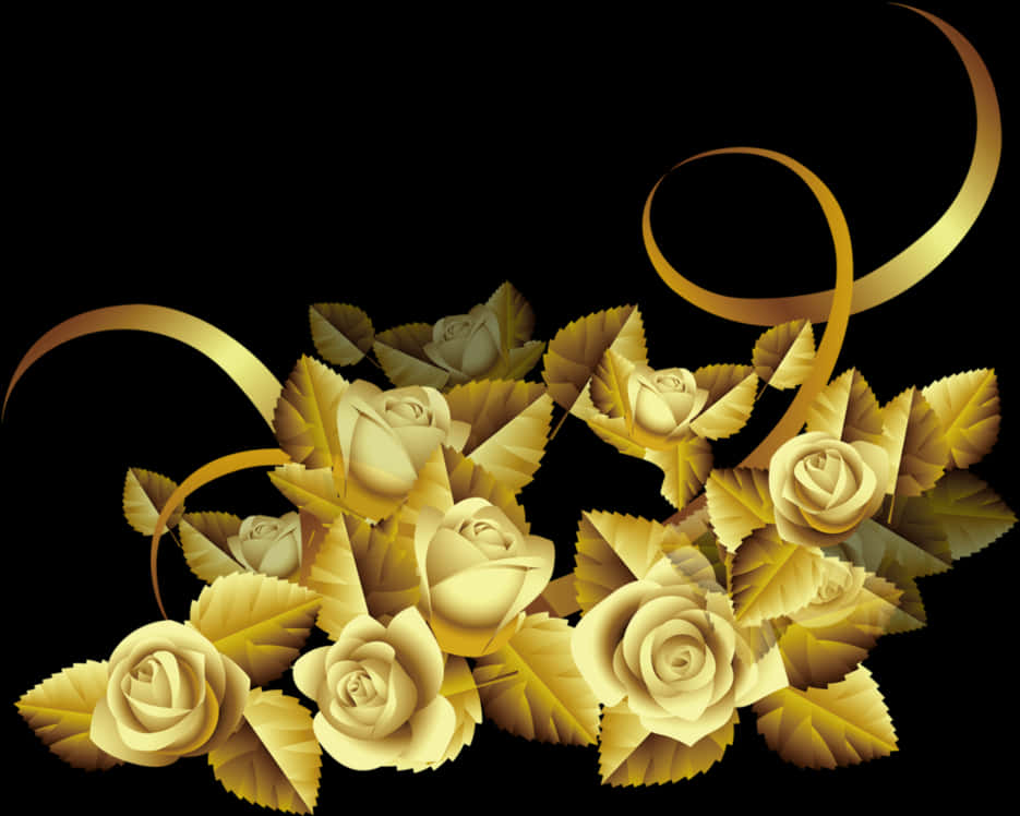 Golden_ Roses_ Artwork PNG