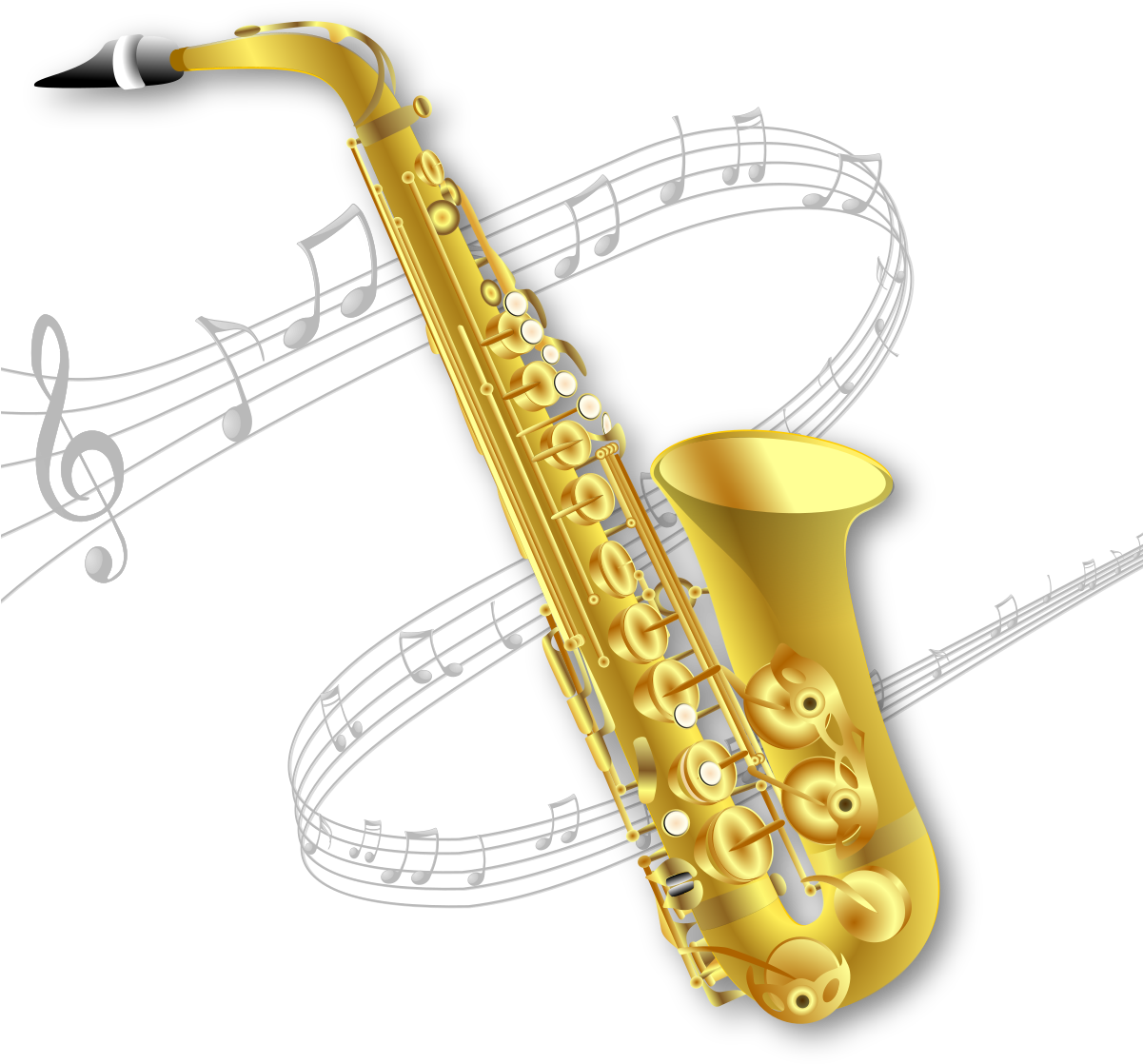 Golden_ Saxophone_with_ Musical_ Notes PNG