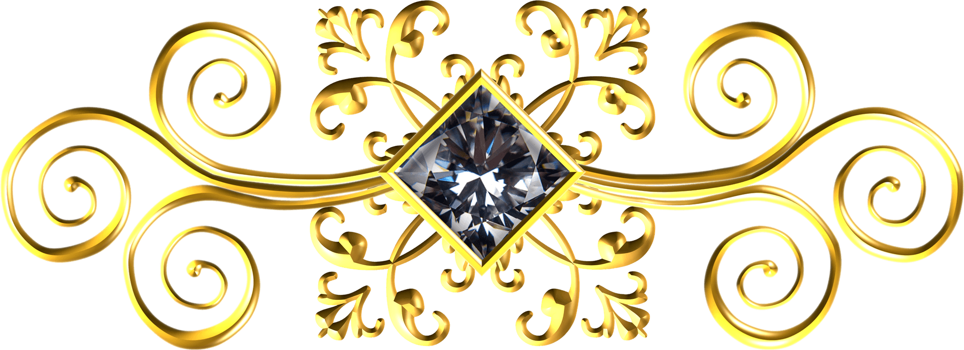Golden_ Scrollwork_with_ Diamond_ Centerpiece.png PNG