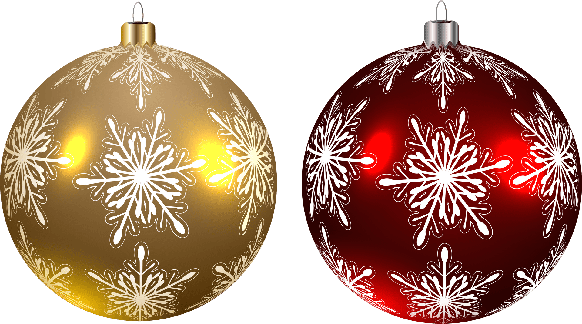 Goldenand Red Christmas Ballswith Snowflake Patterns PNG