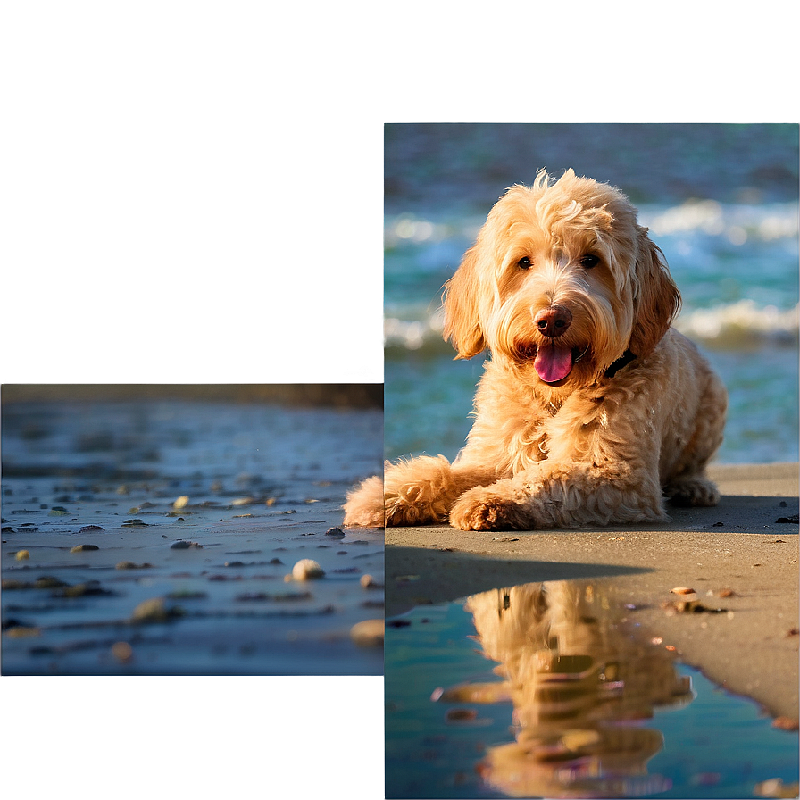 Goldendoodle At Beach Png Vqr PNG