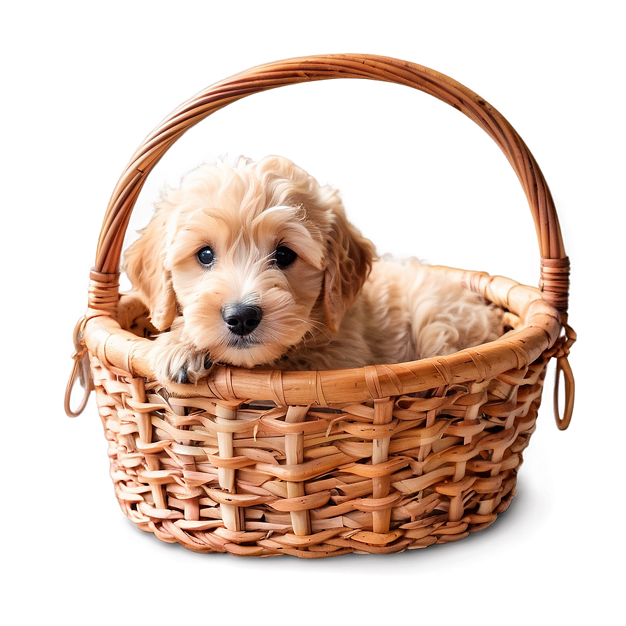 Goldendoodle In Basket Png 06262024 PNG