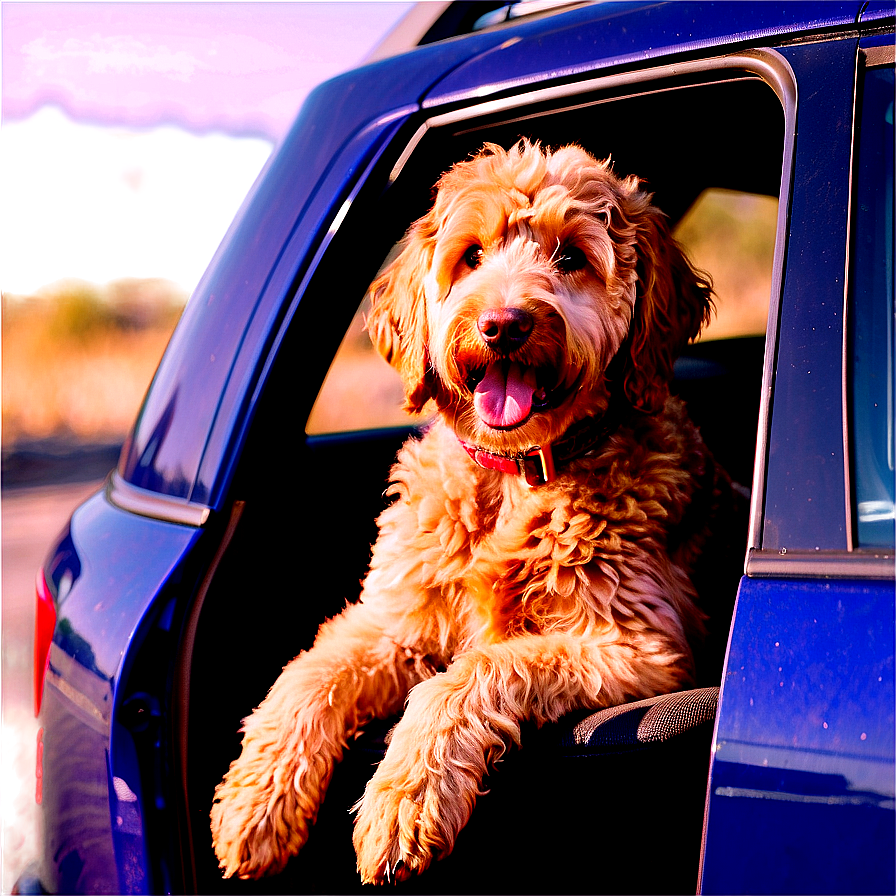 Goldendoodle In Car Png Jhg PNG