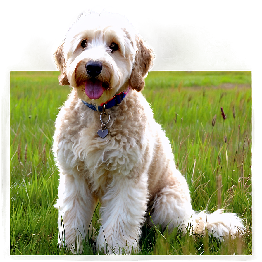 Goldendoodle In Field Png Vec1 PNG