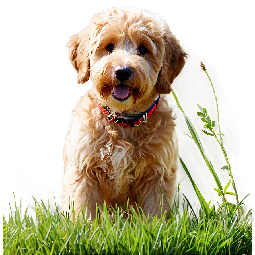 Goldendoodle In Grass Png 06262024 PNG