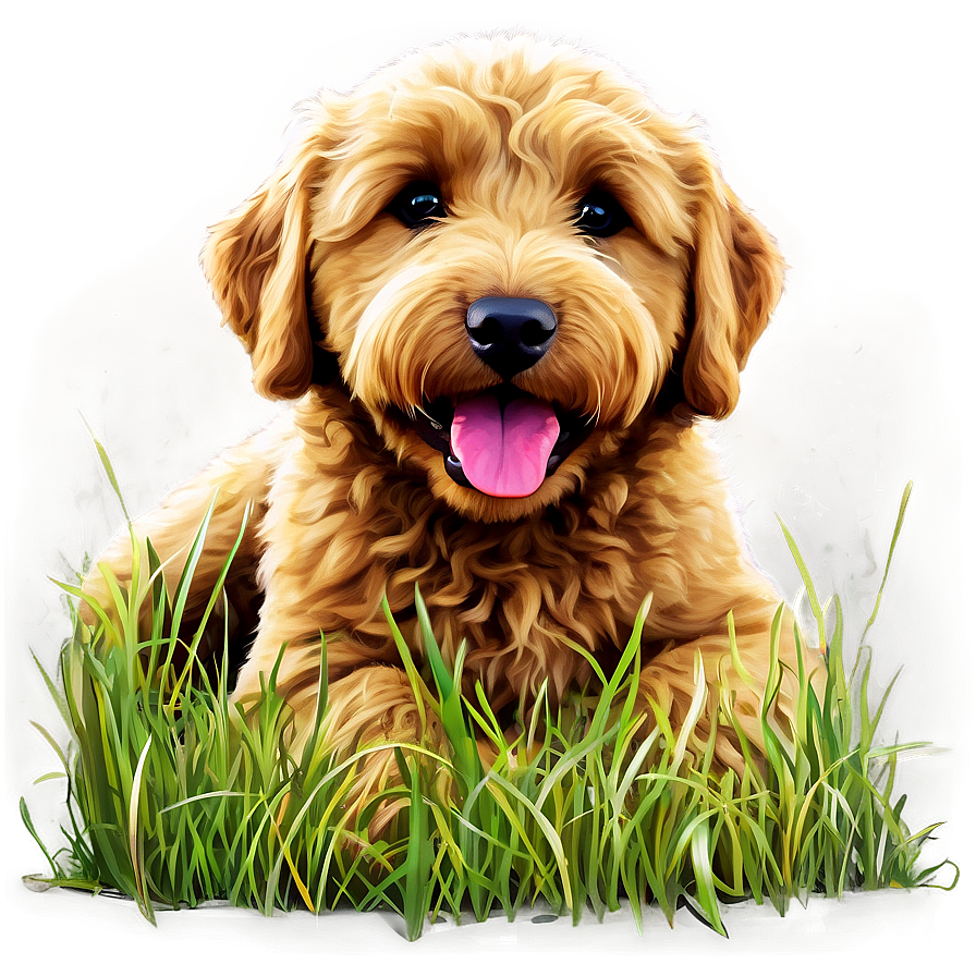 Goldendoodle In Grass Png 74 PNG