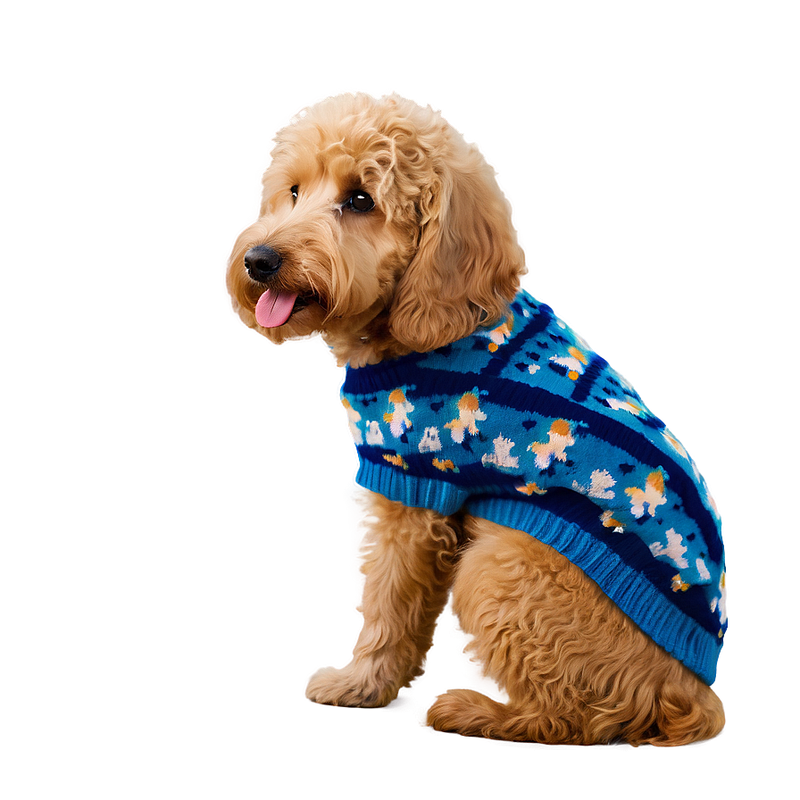 Goldendoodle In Sweater Png 32 PNG