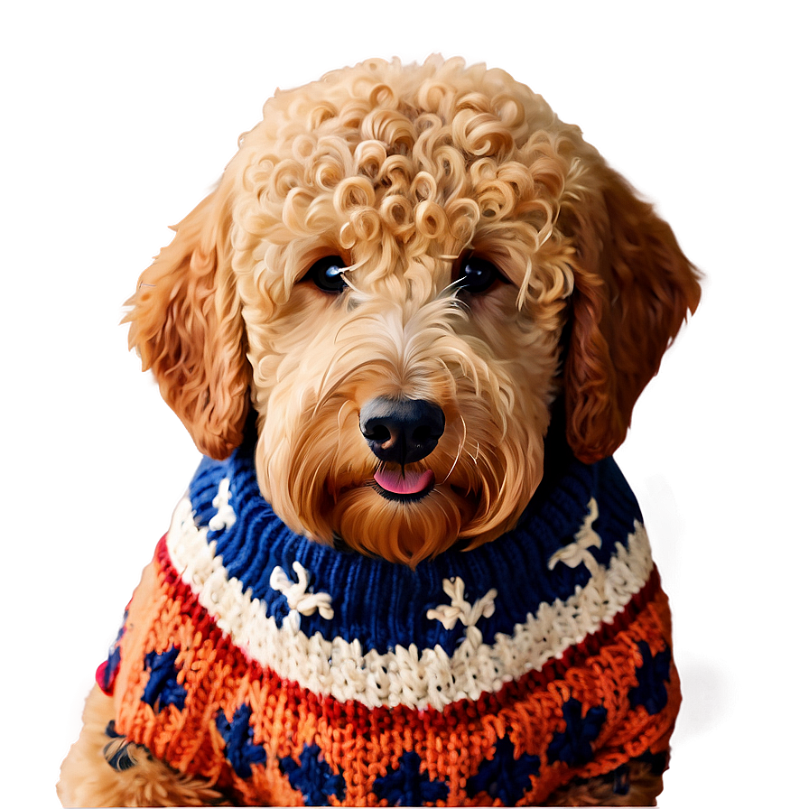 Goldendoodle In Sweater Png Hhn5 PNG