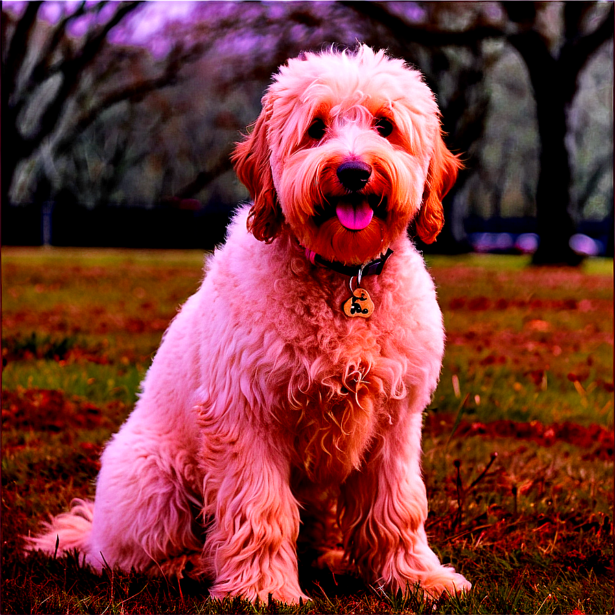 Goldendoodle In The Park Png 06262024 PNG
