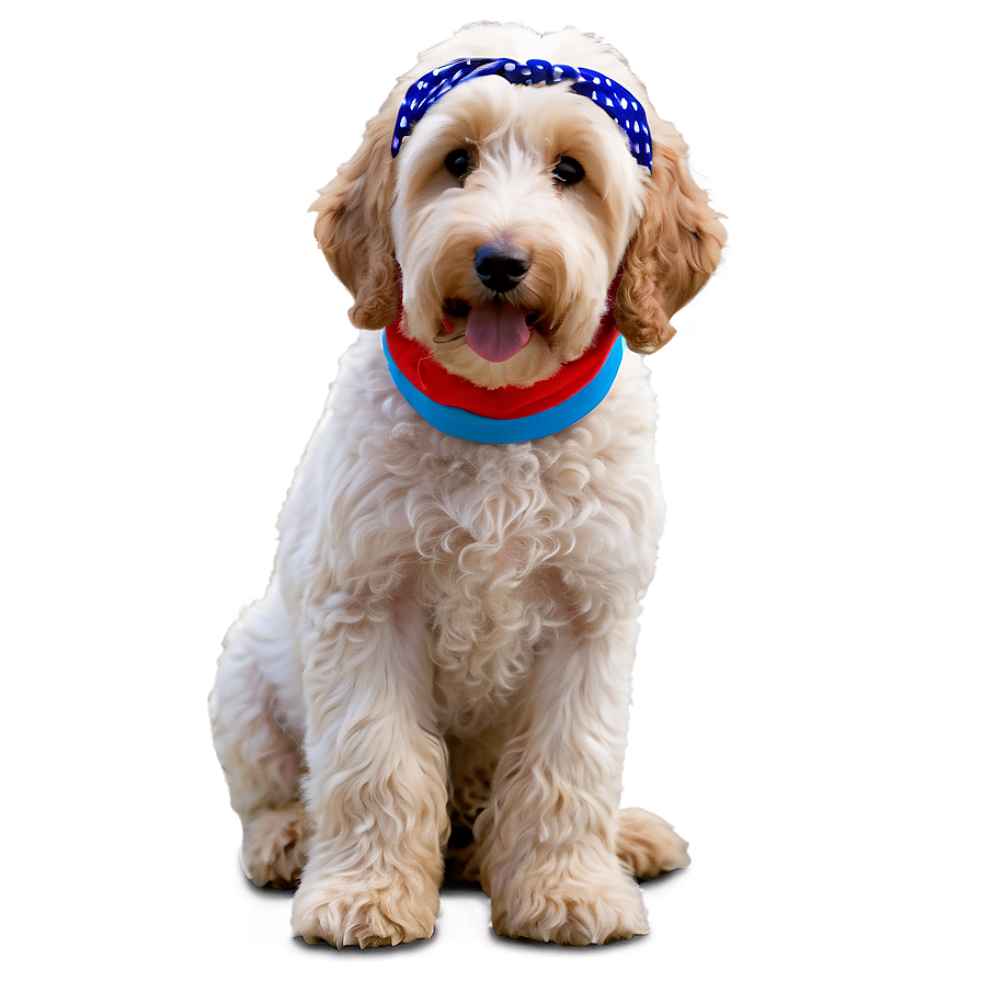 Goldendoodle Wearing Bandana Png 06262024 PNG