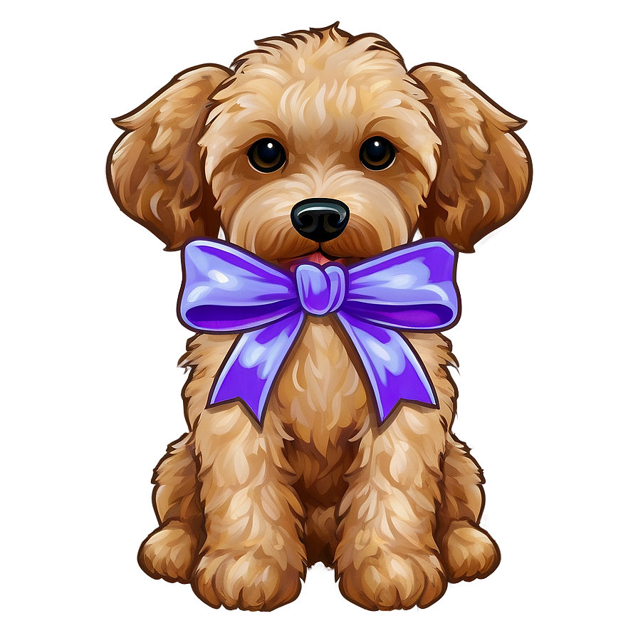 Goldendoodle With Bow Png 10 PNG