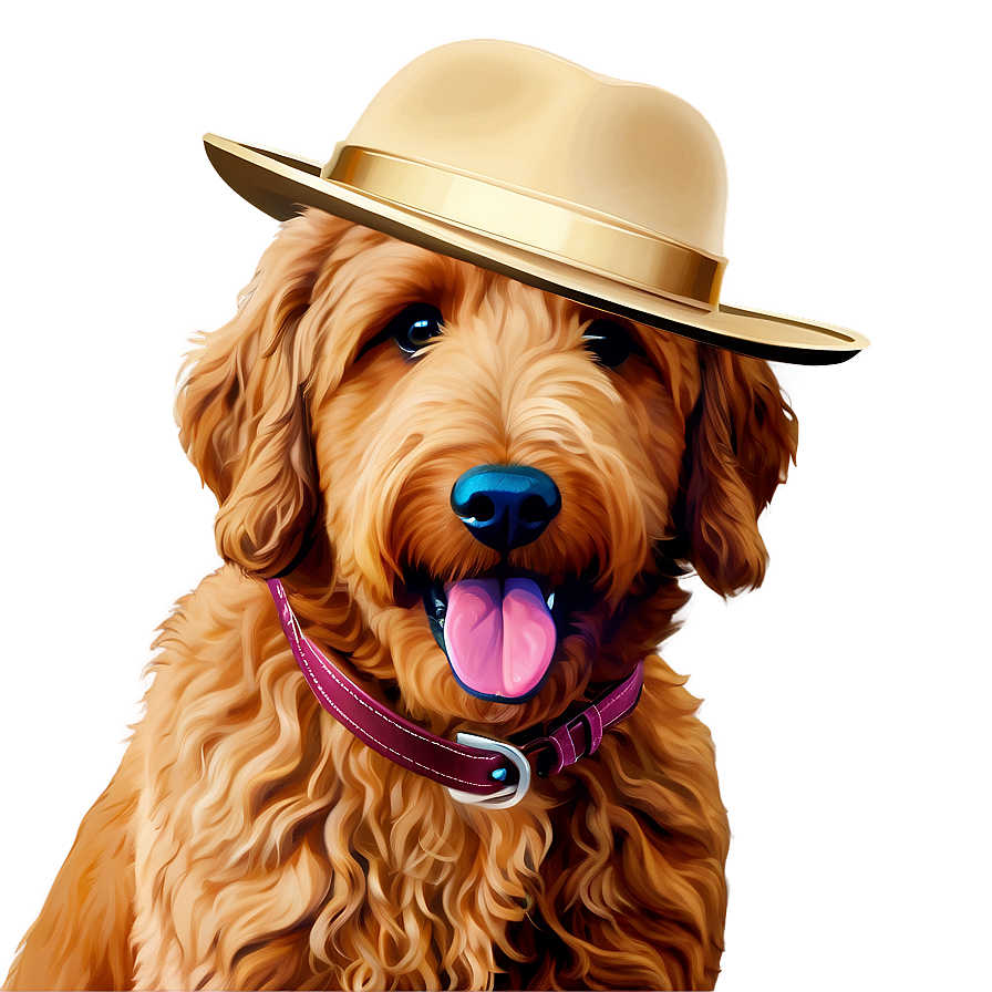 Goldendoodle With Hat Png 06262024 PNG