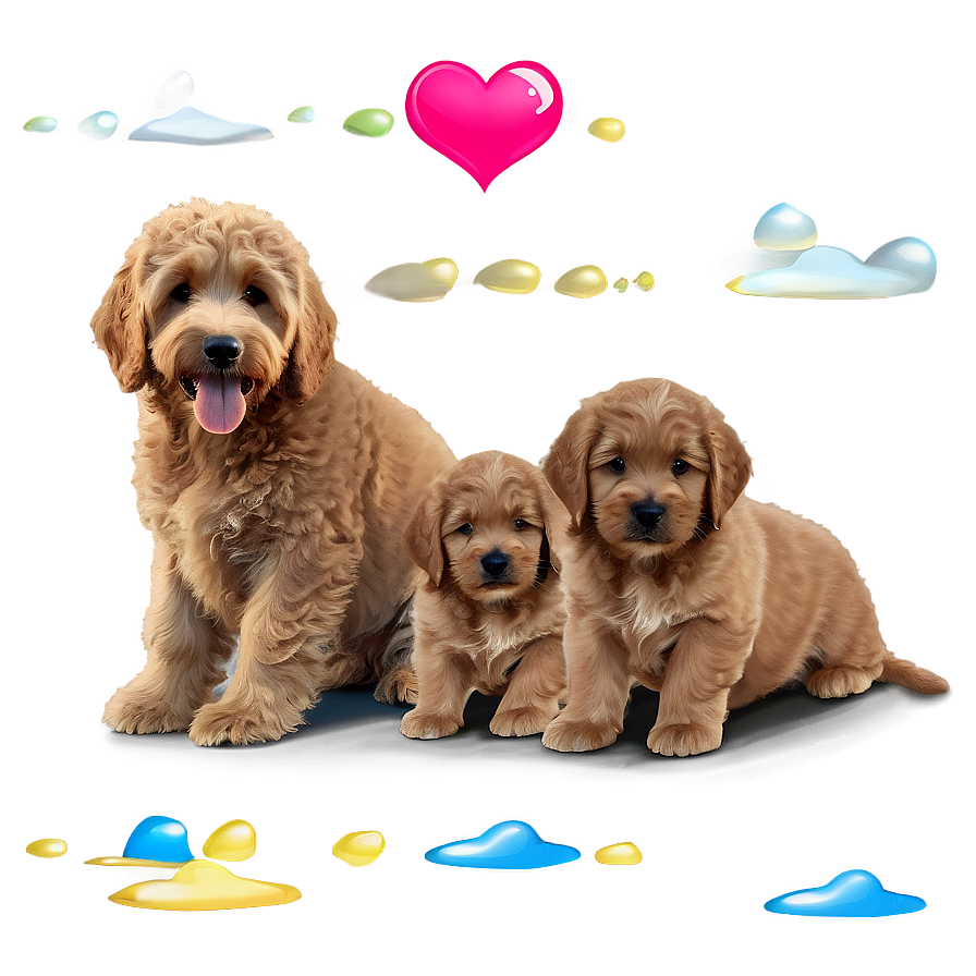 Goldendoodle With Puppies Png 06262024 PNG