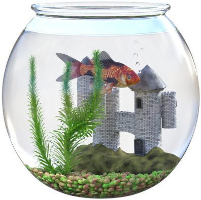 Goldfishin Bowlwith Castle Decoration PNG