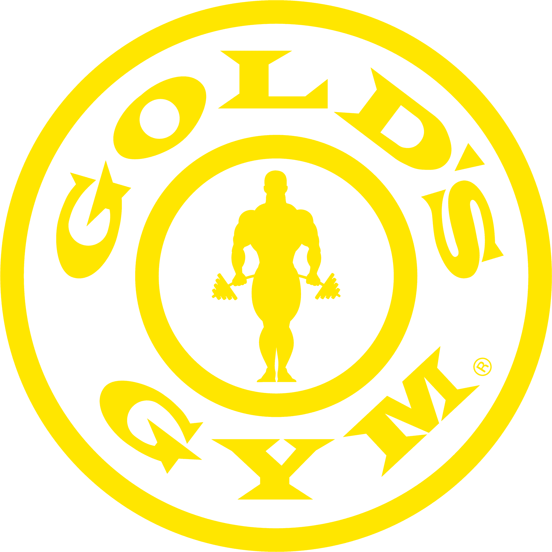 Gold's Gym Logo Yellowon Blue PNG
