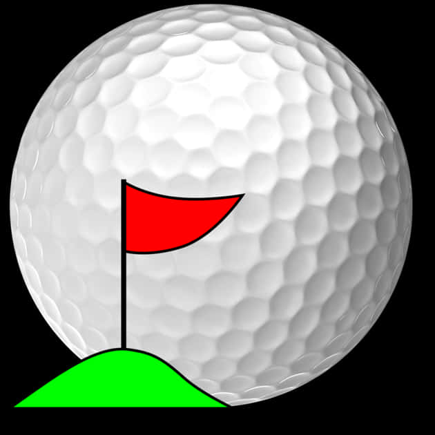 Golf Ball Near Flag Illustration PNG