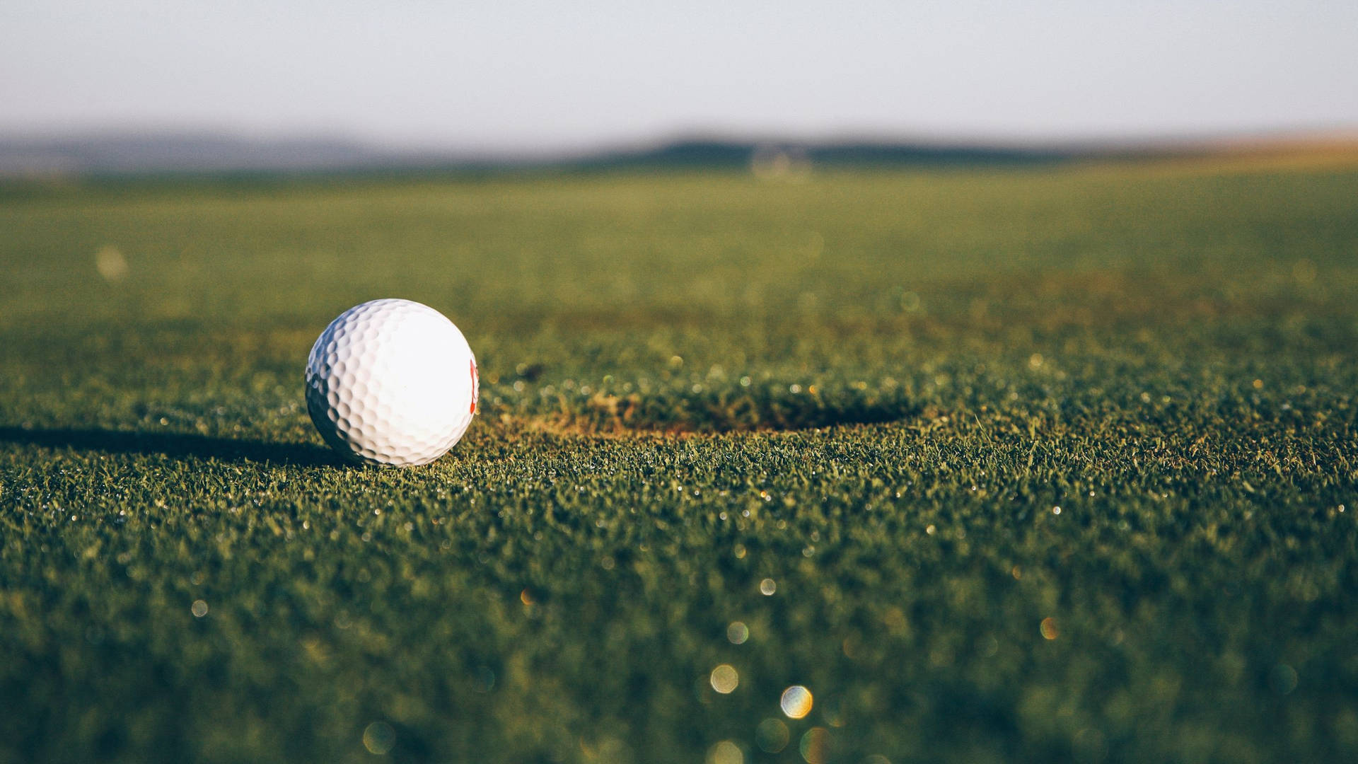 Golf Ball On Dark Grass Golfing Desktop Wallpaper