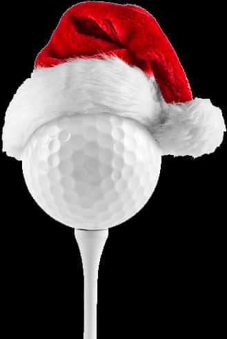 Golf Ball Santa Hat Festive Concept PNG