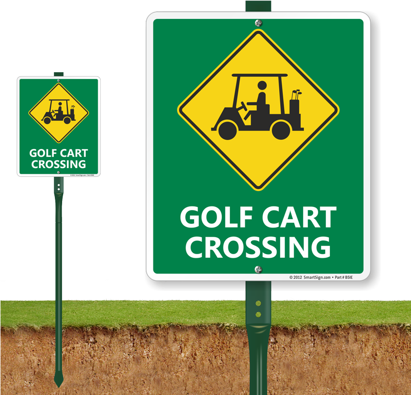 Golf Cart Crossing Sign PNG